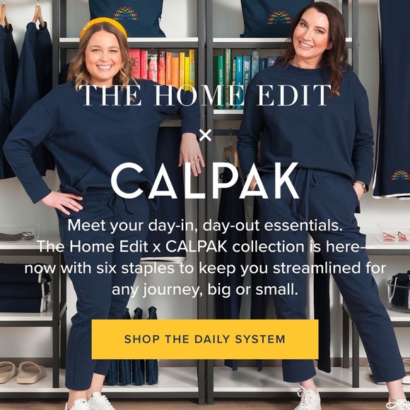 NWT Calpak x The Home Edit Relaxed French Terry Joggers Sweatpants Navy Blue M - Picture 2 of 7